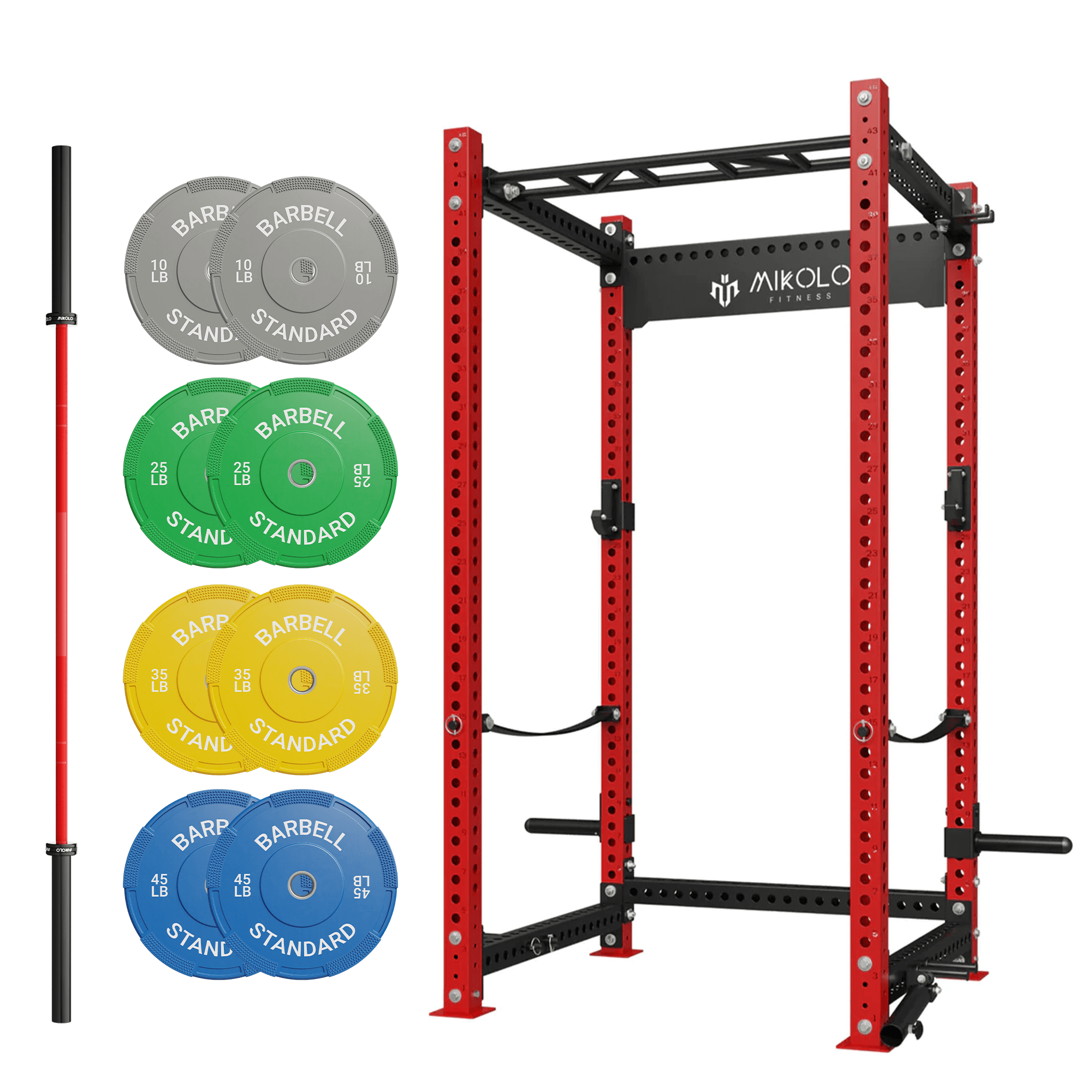 MIKOLO P5 Rack with Barbell and Weights Set