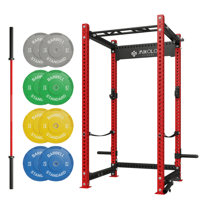 P5 Power Rack with Barbell and Weights Set - MIKOLO