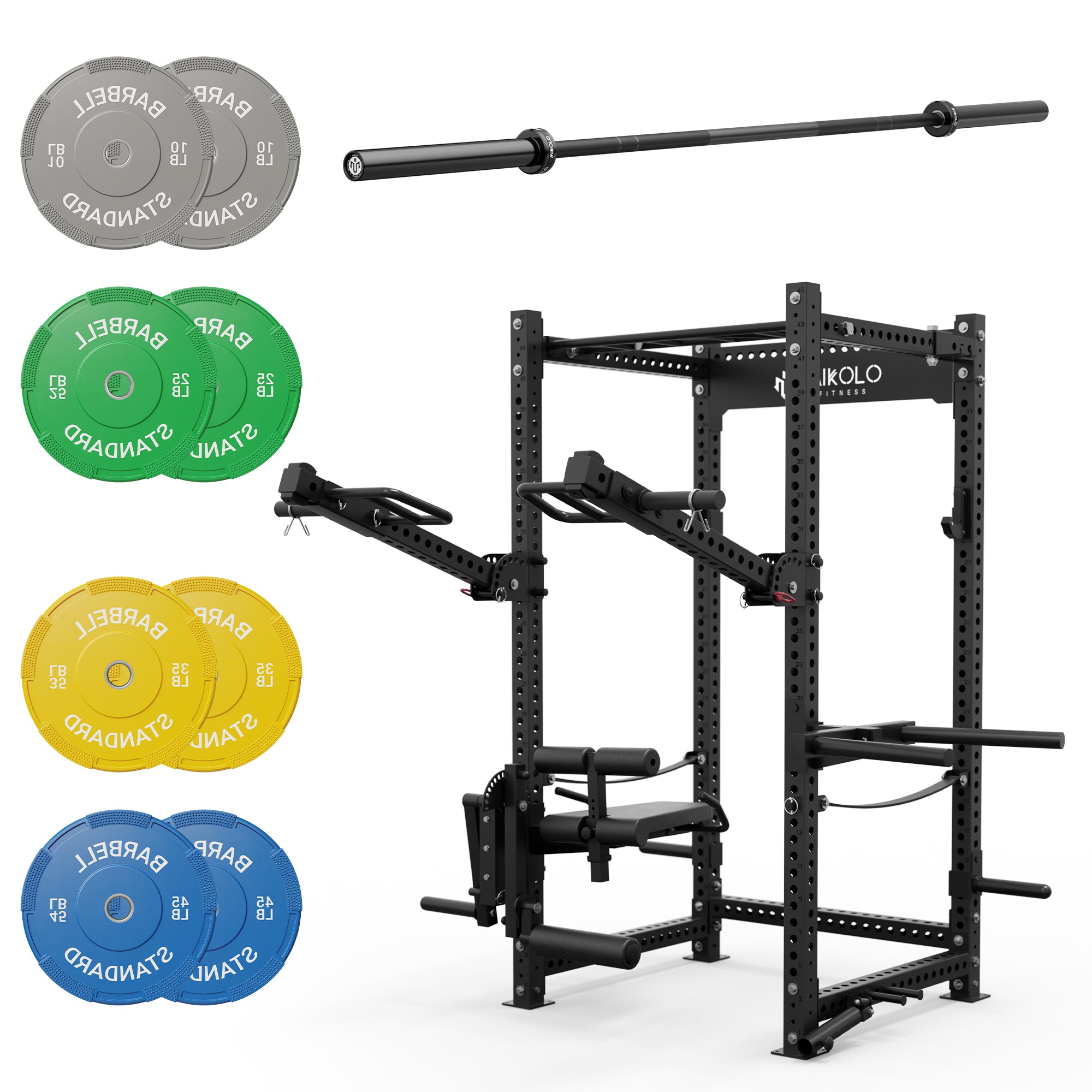 P5R Rack with Barbell and Weights Set