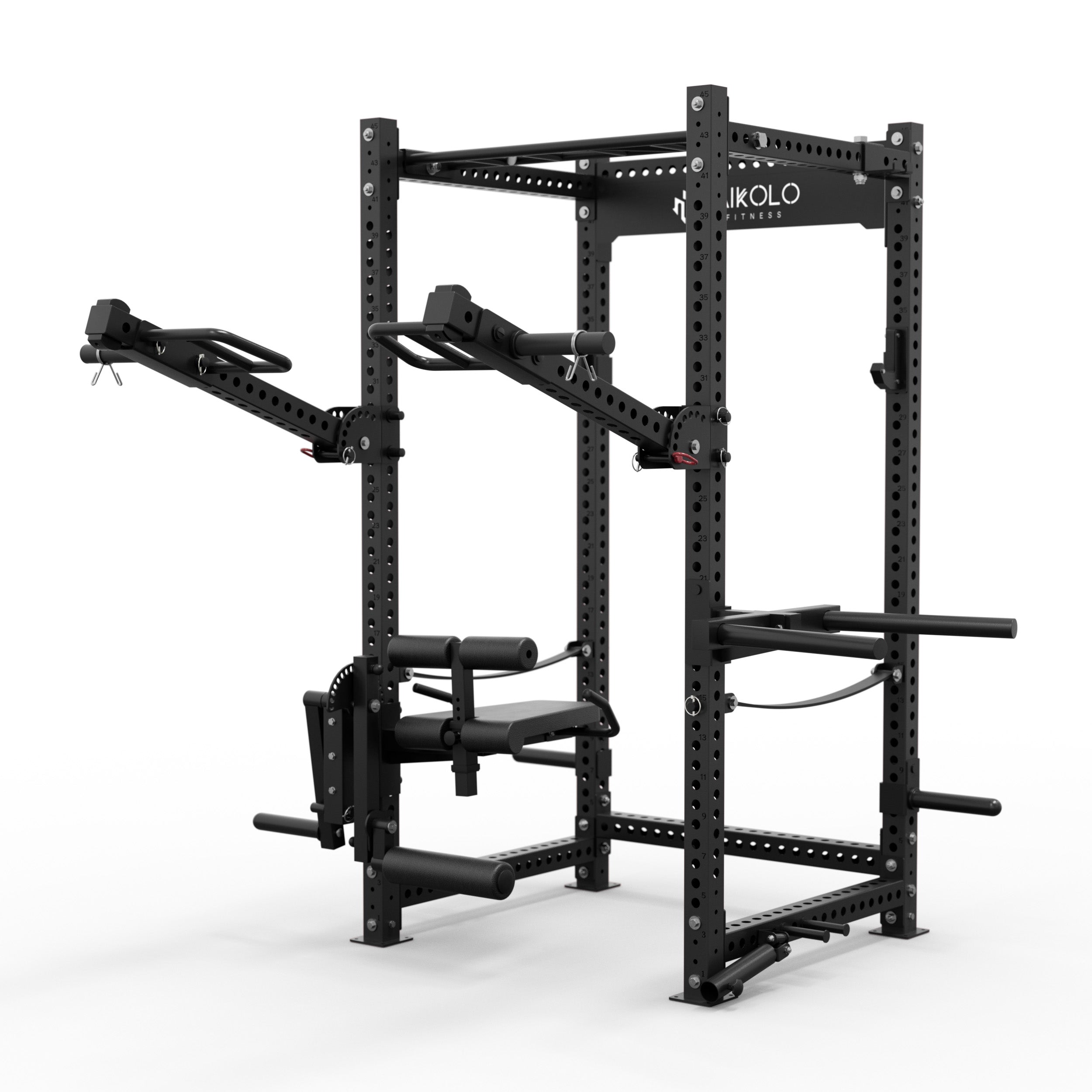 MIKOLO P5R 3x3 UPRIGHT POWER RACK WITH LEG CURL AND EXTENSION ATTACHMENT