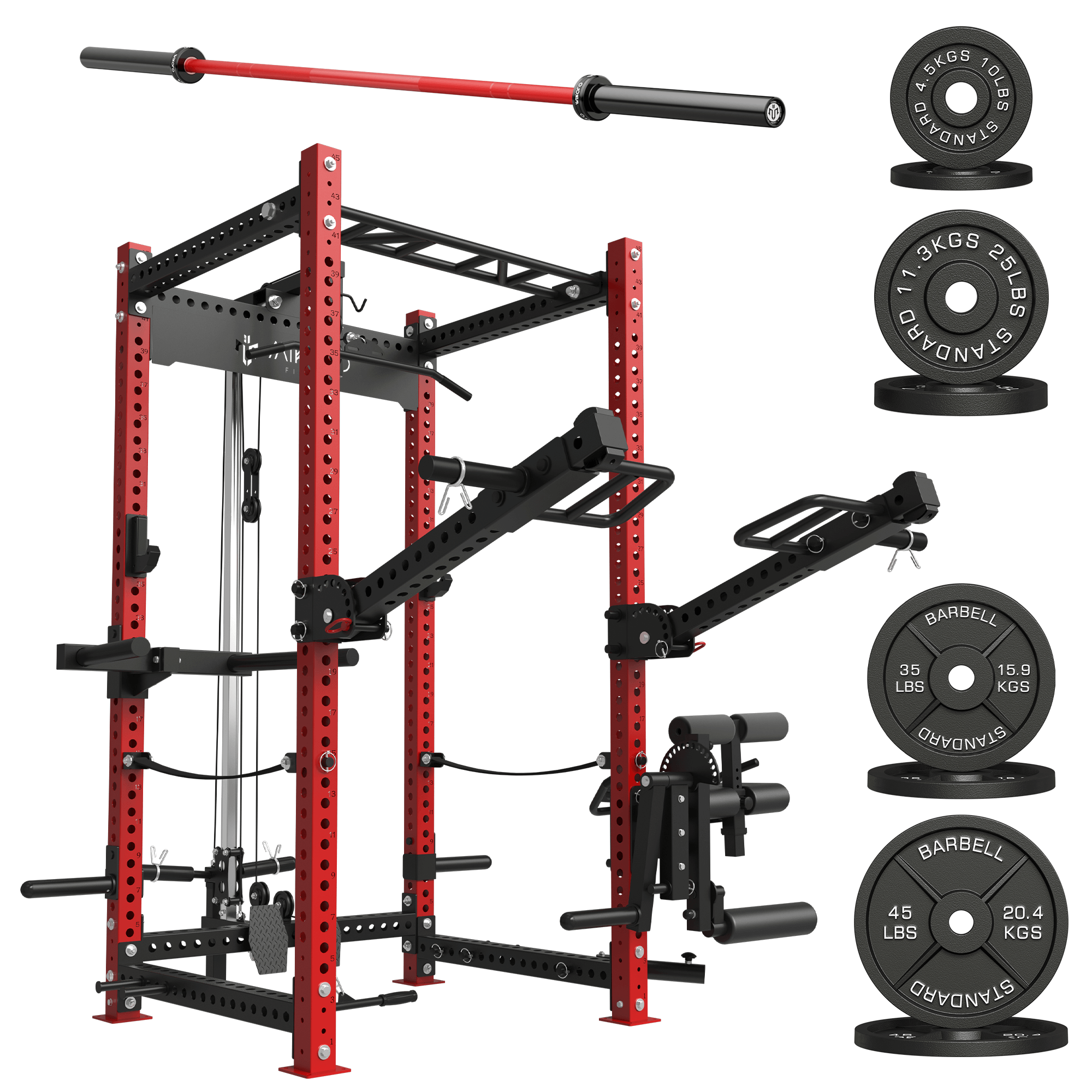 MIKOLO P5R Rack with Barbell and Weights Set