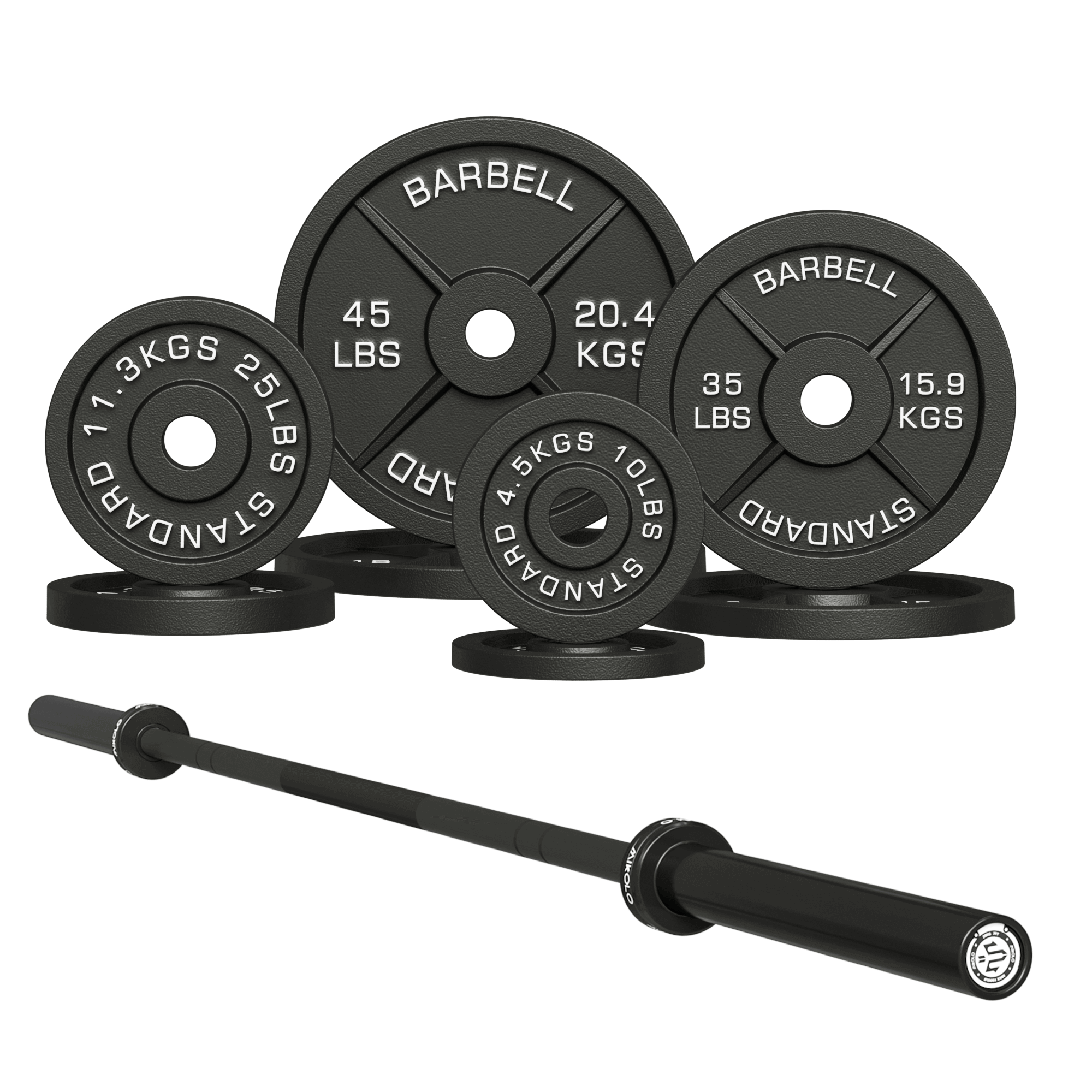 7FT Barbell & 230LBS Bumper/Iron Set