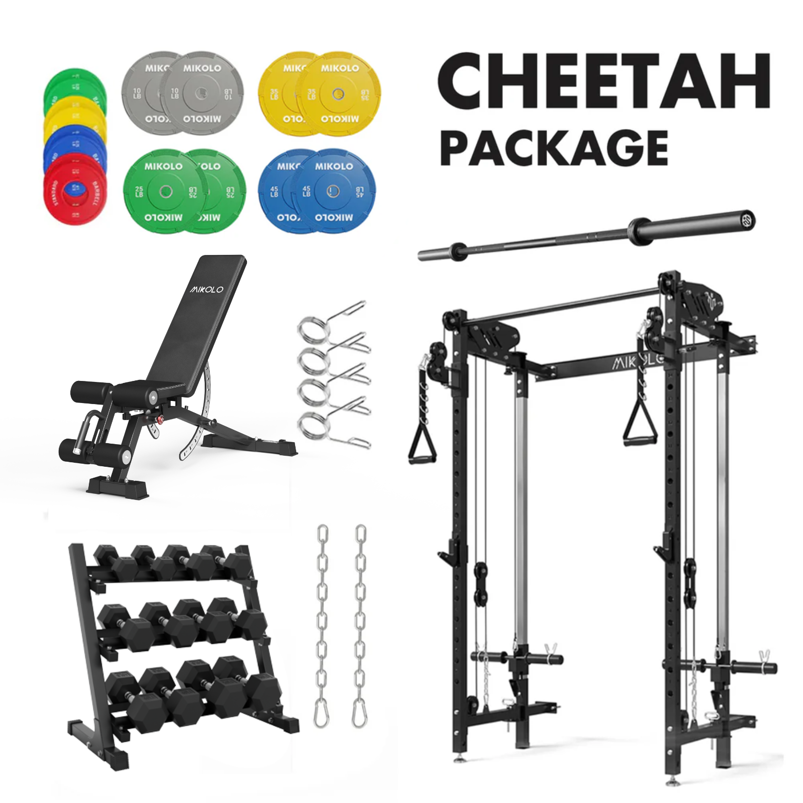 CHEETAH™ Home Gym Pack with 350 lbs Dumbbell Set