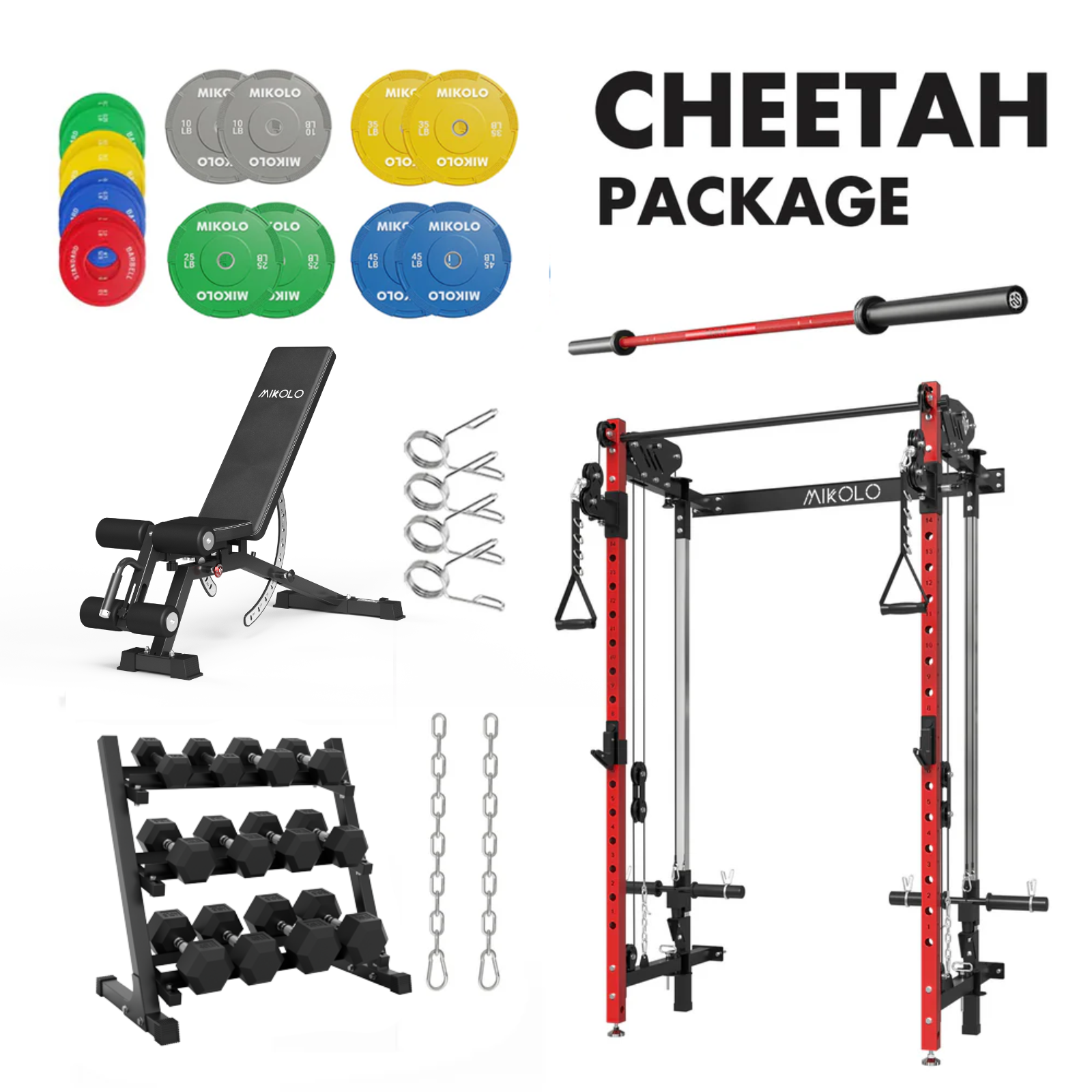 CHEETAH™ Home Gym Pack with 350 lbs Dumbbell Set